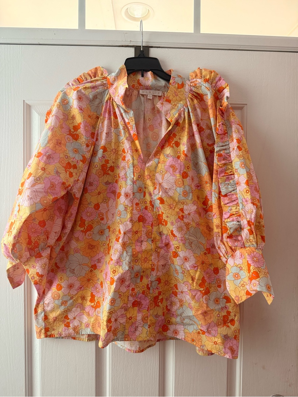 Karlie Floral Blouse in Pink, Orange, Yellow